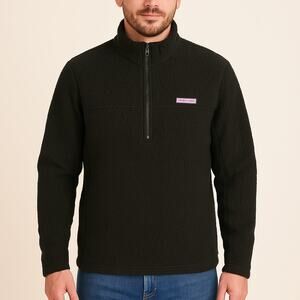 Vineyard Vines Men’s Medium Black 1/2 Zip Fleece Pullover Sweatshirt